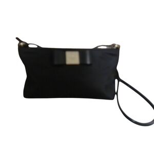 Kate Spade Black Nylon Crossbody Bow Bag Storybook Lining EUC
